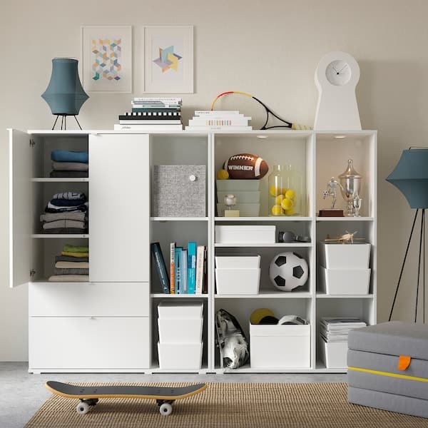 VIHALS - Storage combination, white, 200x37x140 cm - best price from Maltashopper.com 79440614