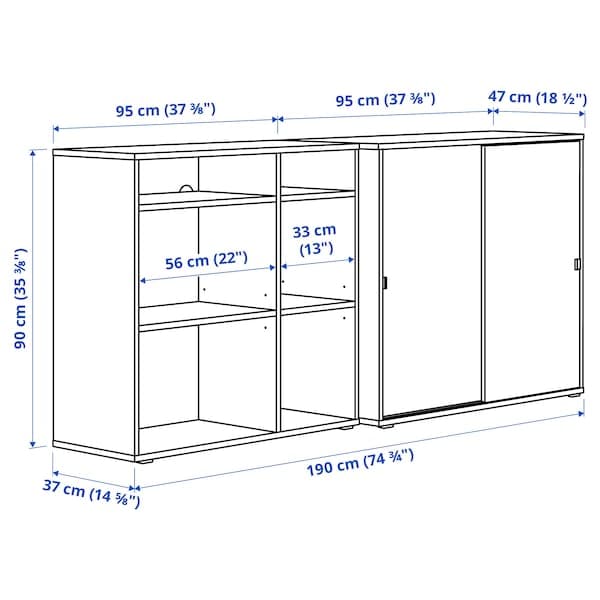 VIHALS - Storage combination, white, 190x47x90 cm - best price from Maltashopper.com 29440616
