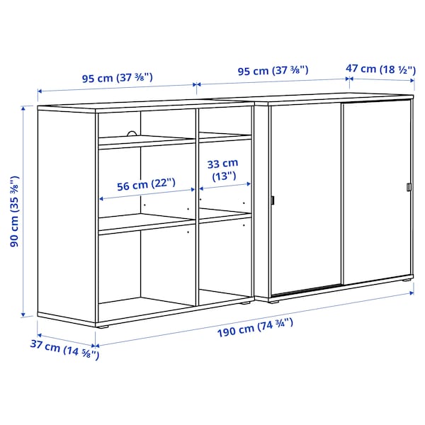 Ikea VIHALS - Storage combination, dark grey, 190x47x90 cm