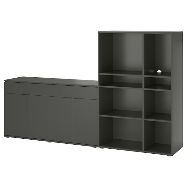 VIHALS - Storage combination, dark grey, 235x37x140 cm - best price from Maltashopper.com 69521205