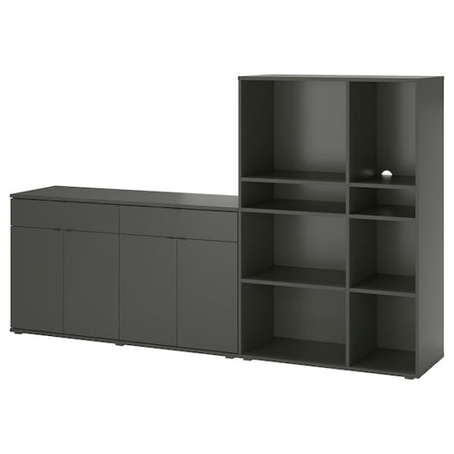 VIHALS - Storage combination, dark grey, 235x37x140 cm