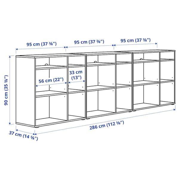 Ikea VIHALS - Shelving combination, white, 286x37x90 cm