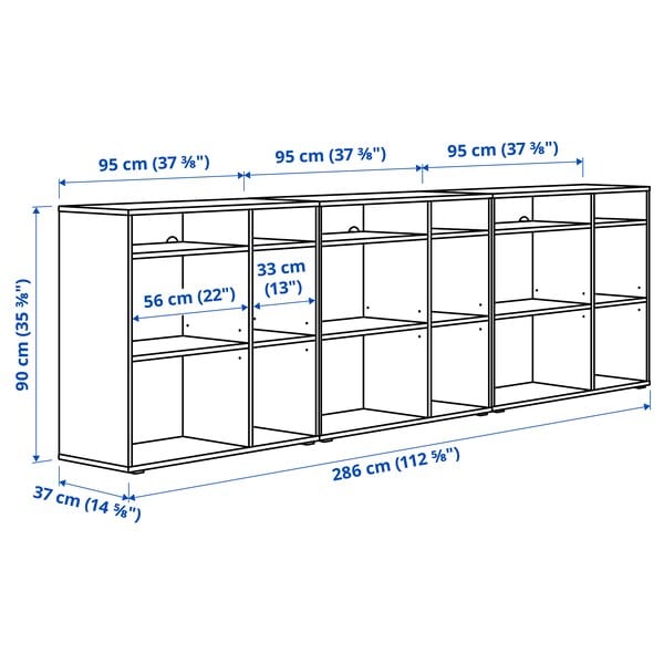 Ikea VIHALS - Shelving combination, dark grey, 286x37x90 cm