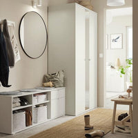 VIHALS - Wardrobe and bench combination, white, 251x57x200 cm - best price from Maltashopper.com 19442197