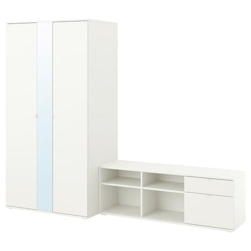 VIHALS - Wardrobe and bench combination, white, 251x57x200 cm