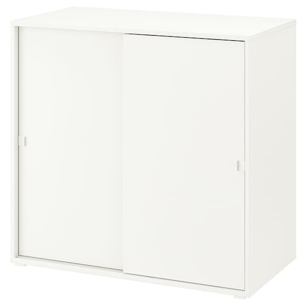 VIHALS - Cabinet with sliding doors, white, 95x47x90 cm - best price from Maltashopper.com 20483262