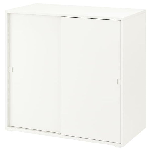 Ikea VIHALS - Cabinet with sliding doors, white, 95x47x90 cm