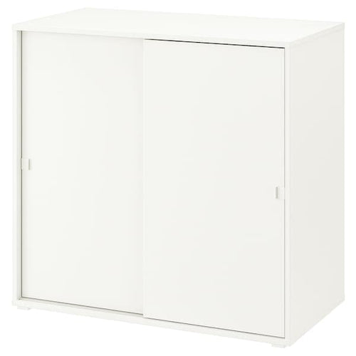 VIHALS - Cabinet with sliding doors, white, 95x47x90 cm