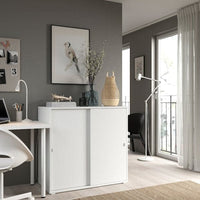 VIHALS - Cabinet with sliding doors, white, 95x47x90 cm - best price from Maltashopper.com 20483262