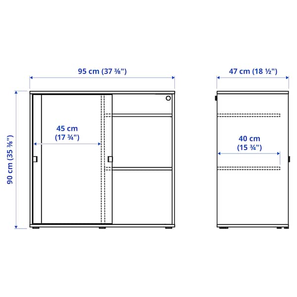 VIHALS - Cabinet with sliding doors, white, 95x47x90 cm - best price from Maltashopper.com 20483262