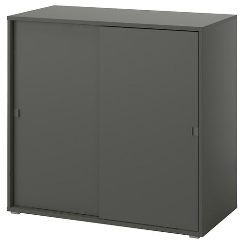 VIHALS - Cabinet with sliding doors, dark grey, 95x47x90 cm