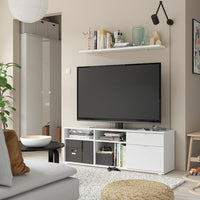 VIHALS - TV bench, white, 146x37x50 cm - best price from Maltashopper.com 20483295