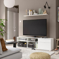 VIHALS - TV bench, white, 176x37x50 cm - best price from Maltashopper.com 80542857