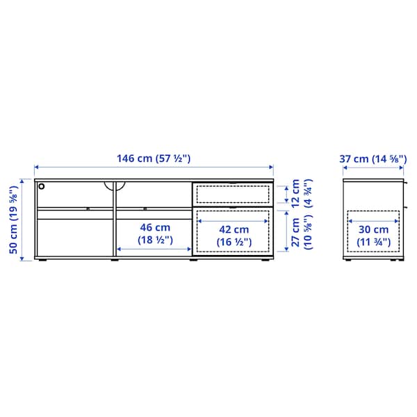 Ikea VIHALS - TV bench, dark grey, 146x37x50 cm