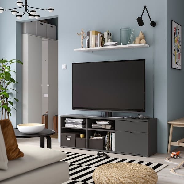Ikea VIHALS - TV bench, dark grey, 146x37x50 cm
