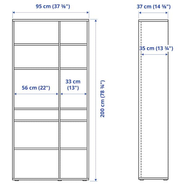 Ikea VIHALS - Shelving unit with 10 shelves, white, 95x37x200 cm