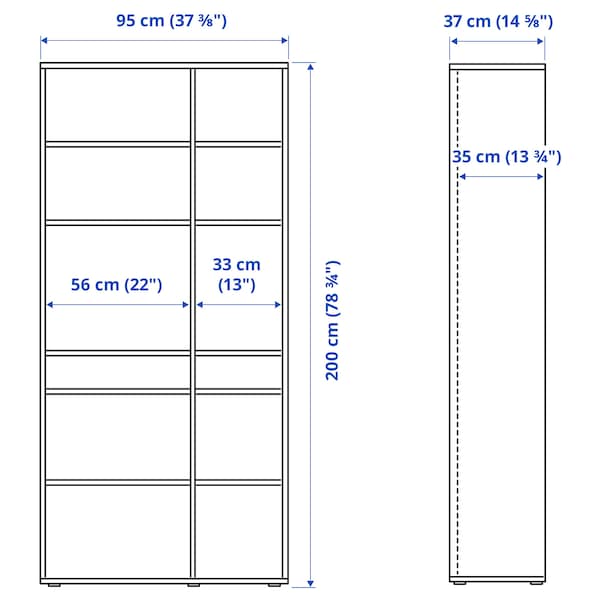 Ikea VIHALS - Shelving unit with 10 shelves, dark grey, 95x37x200 cm