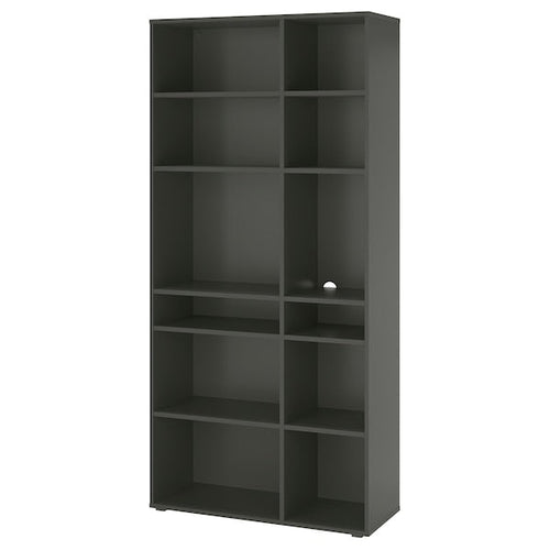 VIHALS - Shelving unit with 10 shelves, dark grey, 95x37x200 cm