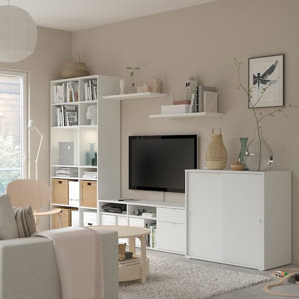 Ikea VIHALS - TV/storage combination, white, 337x47x200 cm