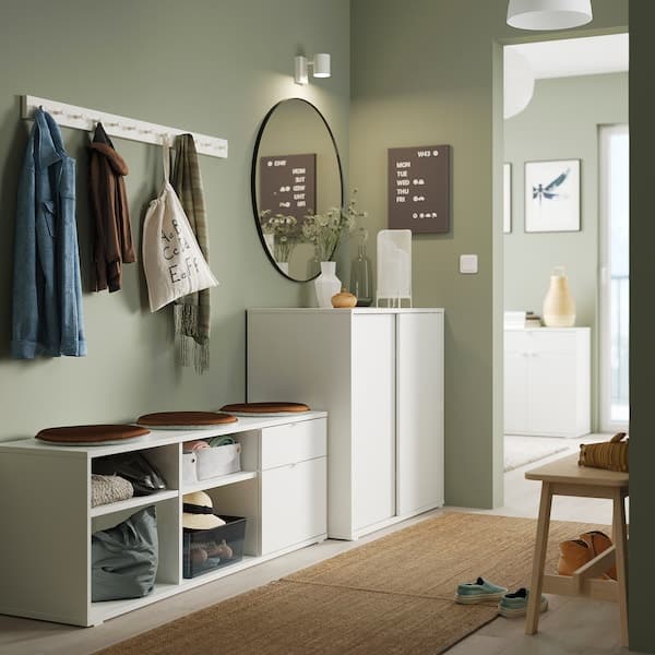 VIHALS - TV/storage combination, white, 242x37x90 cm - best price from Maltashopper.com 49440601