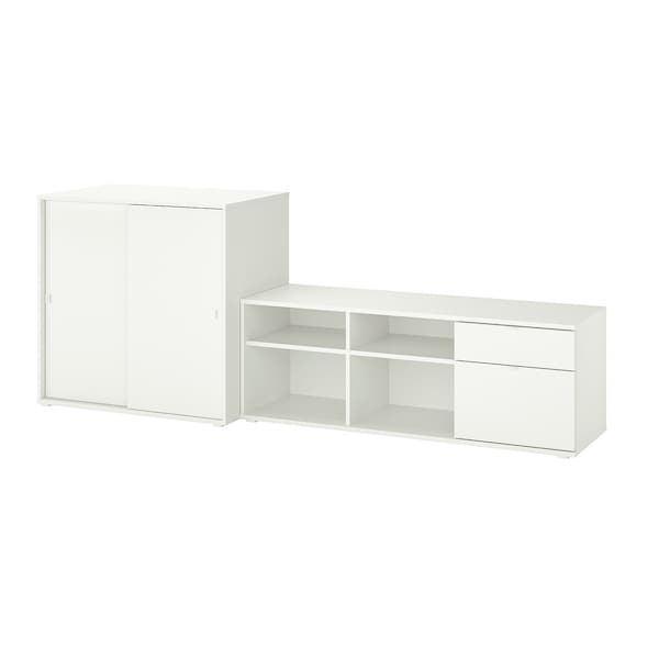 VIHALS - TV/storage combination, white, 242x37x90 cm - best price from Maltashopper.com 49440601
