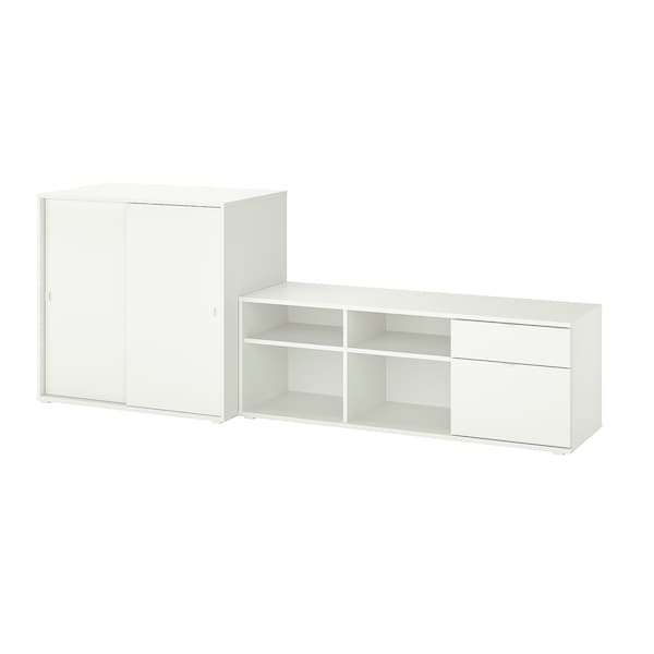 Ikea VIHALS - TV/storage combination, white, 242x37x90 cm