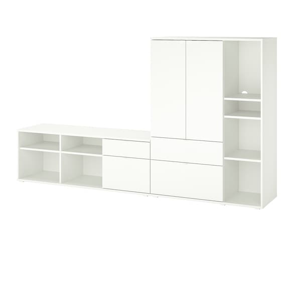 VIHALS - TV/storage combination, white, 251x37x140 cm