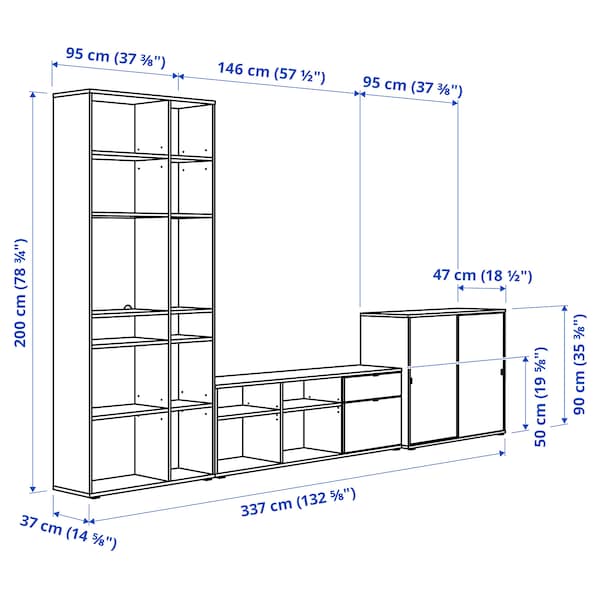 Ikea VIHALS - TV/storage combination, white, 337x47x200 cm
