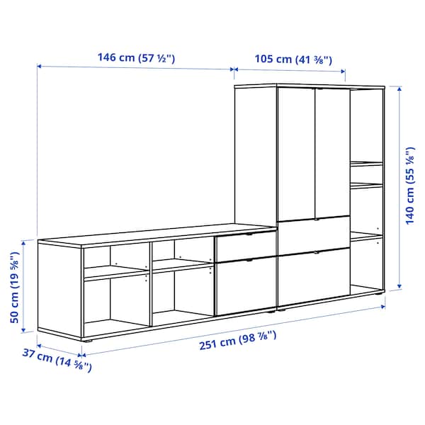 Ikea VIHALS - TV/storage combination, white, 251x37x140 cm