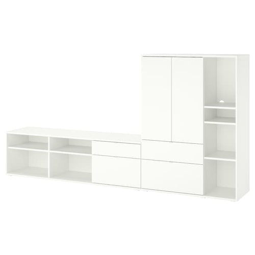 VIHALS - TV/storage combination, white, 285x37x140 cm