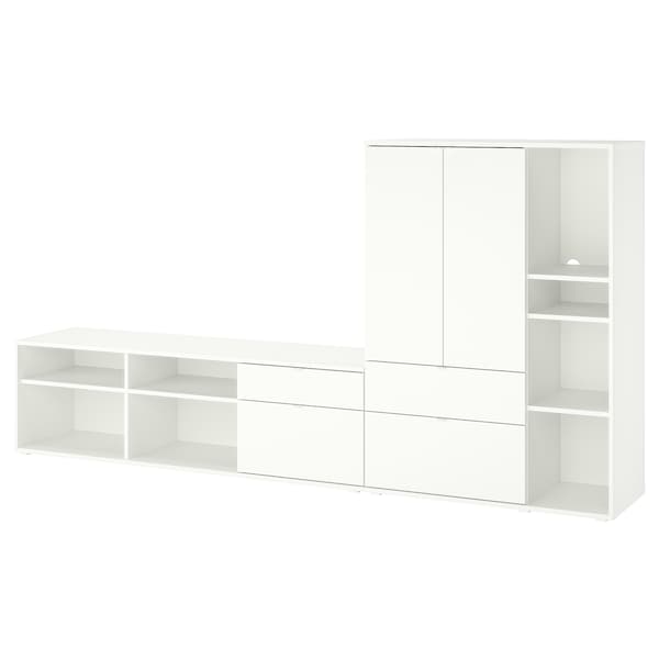 VIHALS - TV/storage combination, white, 285x37x140 cm