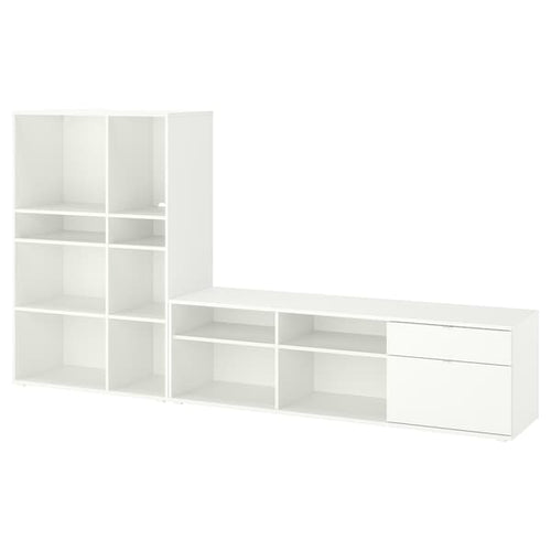 VIHALS - TV/storage combination, white, 275x37x140 cm