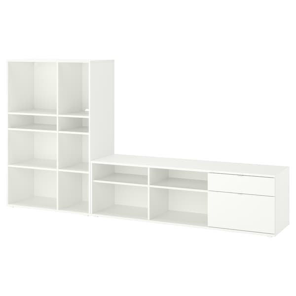 VIHALS - TV/storage combination, white, 275x37x140 cm