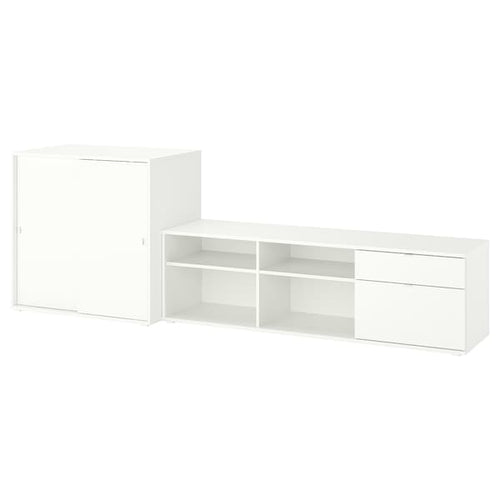 VIHALS - TV/storage combination, white, 275x47x90 cm