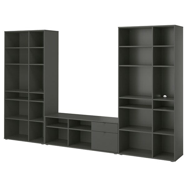 Ikea VIHALS - TV/storage combination, dark grey, 337x37x200 cm