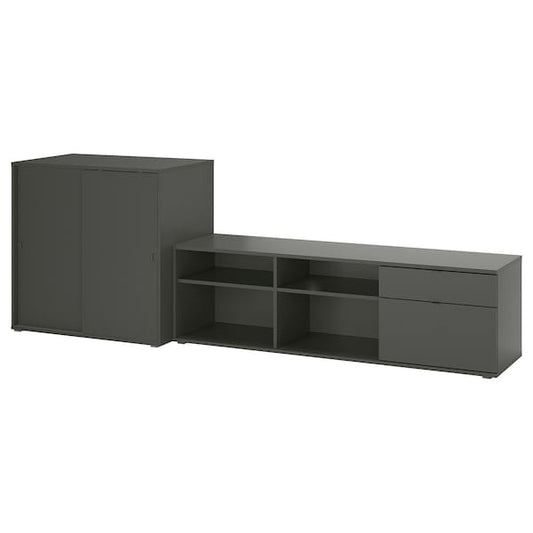 Ikea VIHALS - TV/storage combination, dark grey, 275x47x90 cm