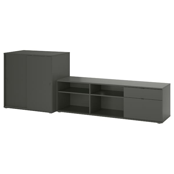 Ikea VIHALS - TV/storage combination, dark grey, 275x47x90 cm