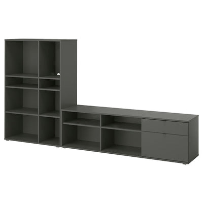 VIHALS - TV/storage combination, dark grey, 275x37x140 cm - best price from Maltashopper.com 69521111