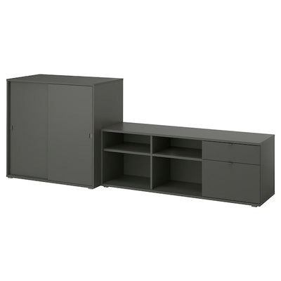 VIHALS - TV/storage combination, dark grey, 242x37x90 cm - best price from Maltashopper.com 09521072