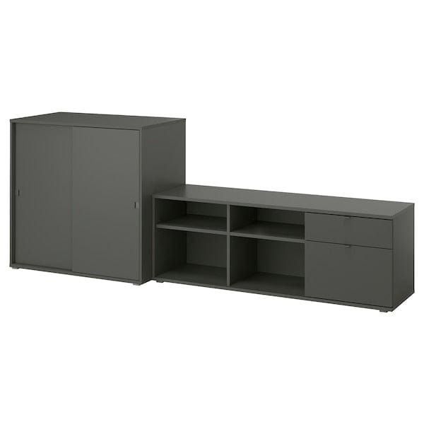 Ikea VIHALS - TV/storage combination, dark grey, 242x37x90 cm