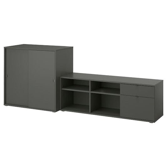 Ikea VIHALS - TV/storage combination, dark grey, 242x37x90 cm