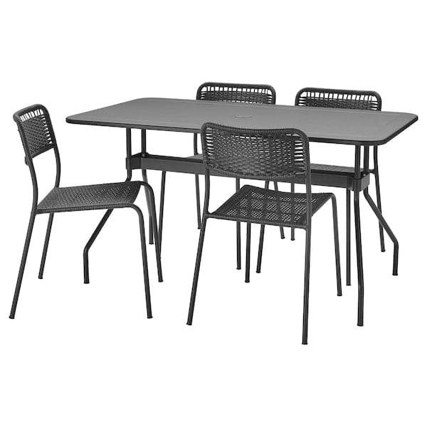 VIHOLMEN - Table+4 chairs, outdoor, dark grey/dark grey
