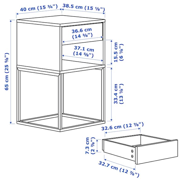 Ikea VIKHAMMER - Bedside table, white, 40x39 cm