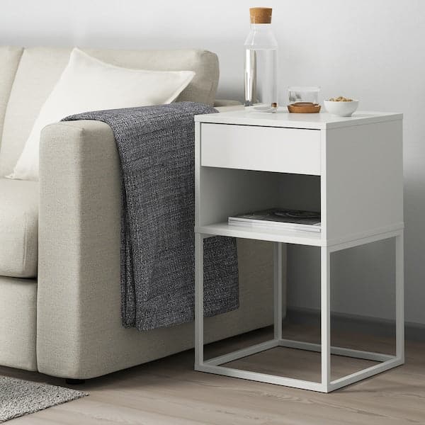Ikea VIKHAMMER - Bedside table, white, 40x39 cm