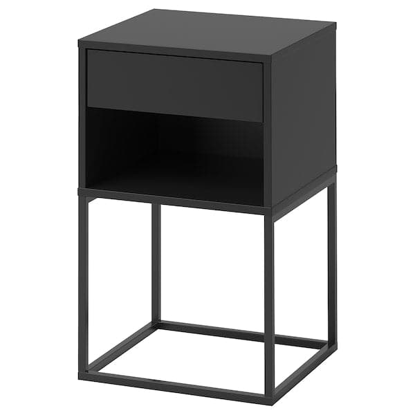VIKHAMMER Bedside Table - black 40x39 cm