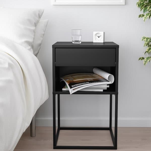 Ikea VIKHAMMER Bedside Table - black 40x39 cm , 40x39 cm