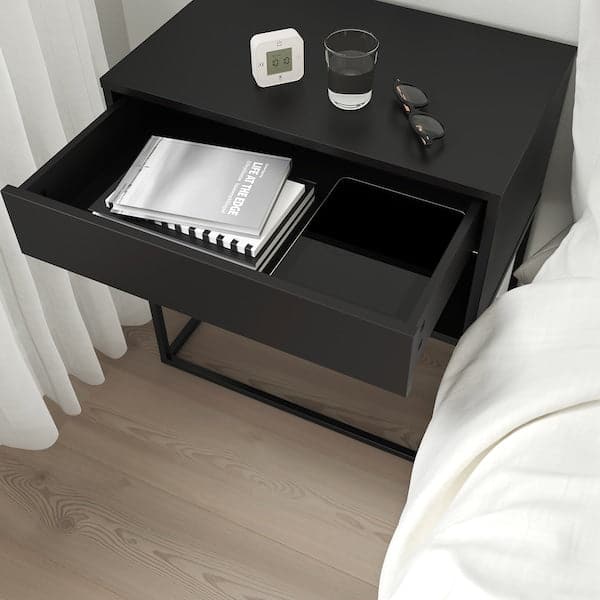 VIKHAMMER Bedside Table - black 60x39 cm , 60x39 cm - best price from Maltashopper.com 90388978