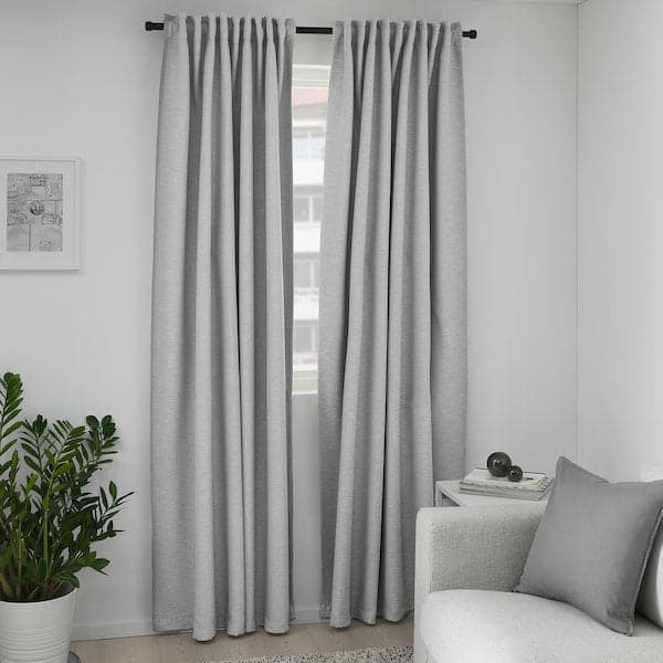 VILBORG Semi-darkening curtains, 1 pair - gray 145x300 cm , 145x300 cm - best price from Maltashopper.com 90423415