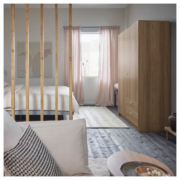 Ikea VILHATTEN - Wardrobe with 2 doors and 2 drawers, oak effect, 98x57x190 cm