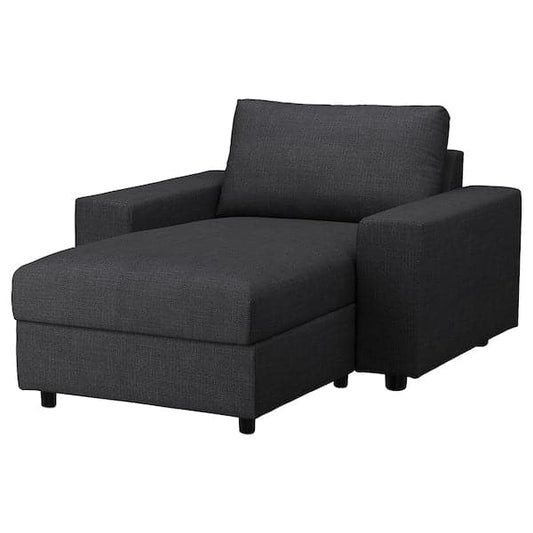 Ikea VIMLE - Chaise-longue, with wide armrests/Hillared anthracite ,